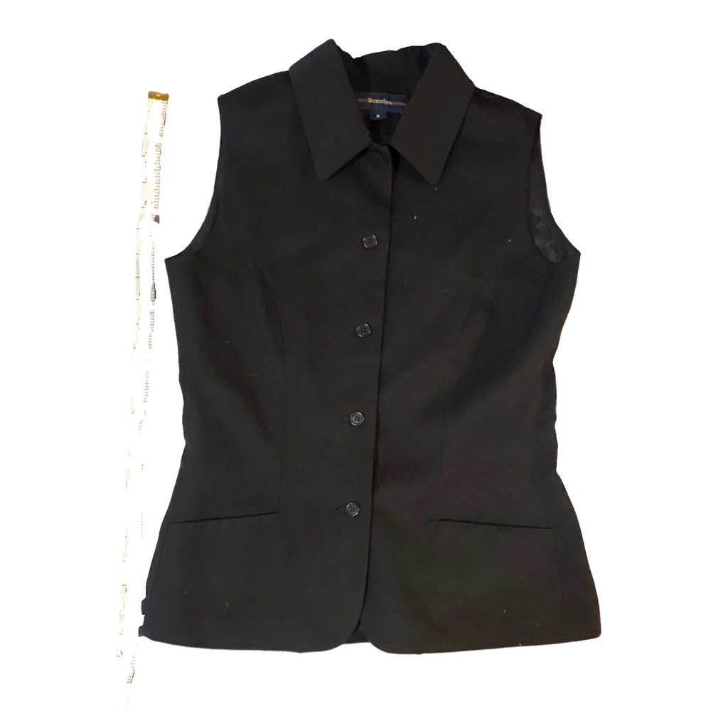Breeches Women’s Black Equestrian Show Vest Collared Button Down Gilet Size 2